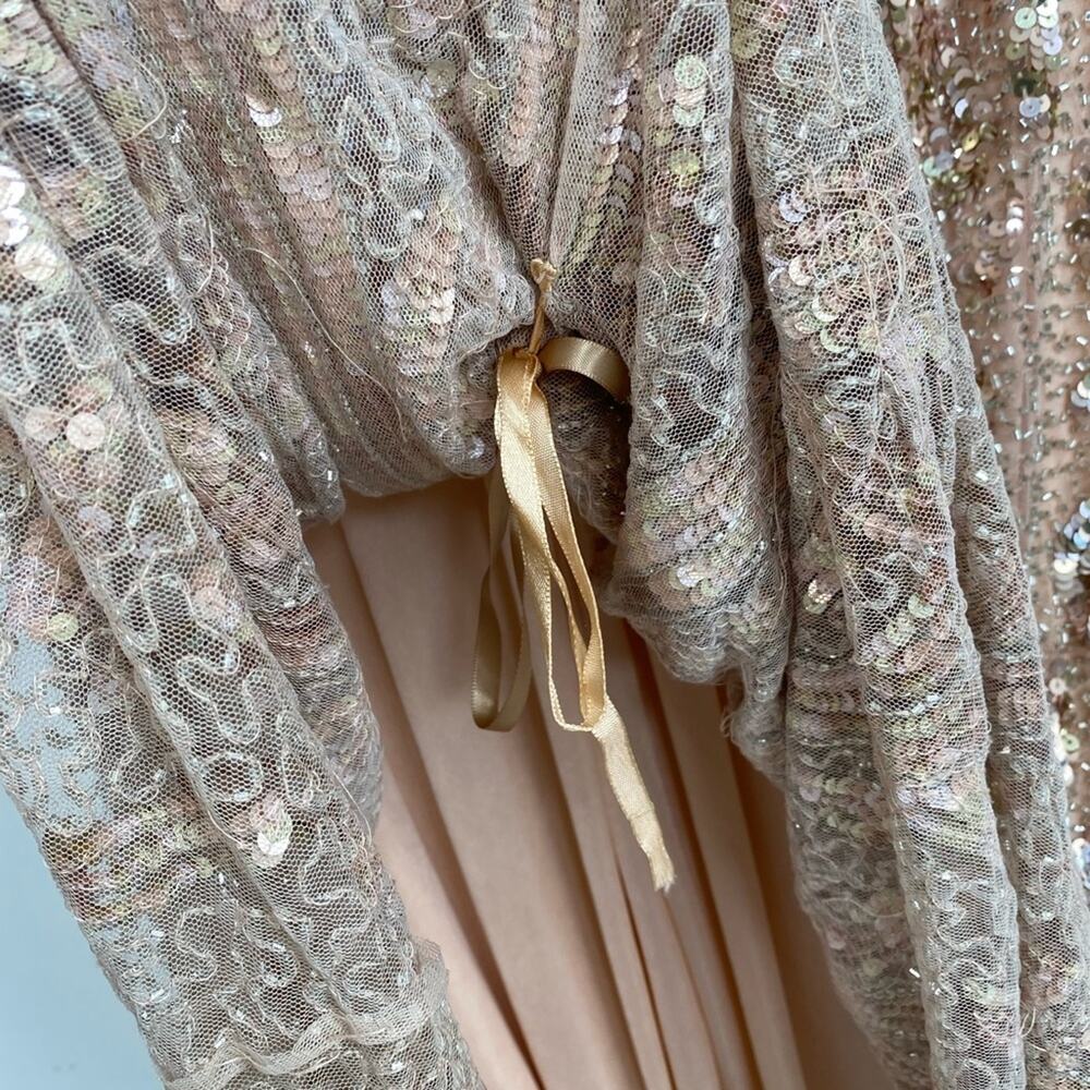 MAC DUGGAL Vintage Blush Rose Gold Sequined Evening Formal Gown - Picture 12 of 16